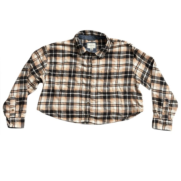 American Eagle Flannel Shirt Women’s Large Plaid Button Down Long Sleeve Cotton - Picture 1 of 6